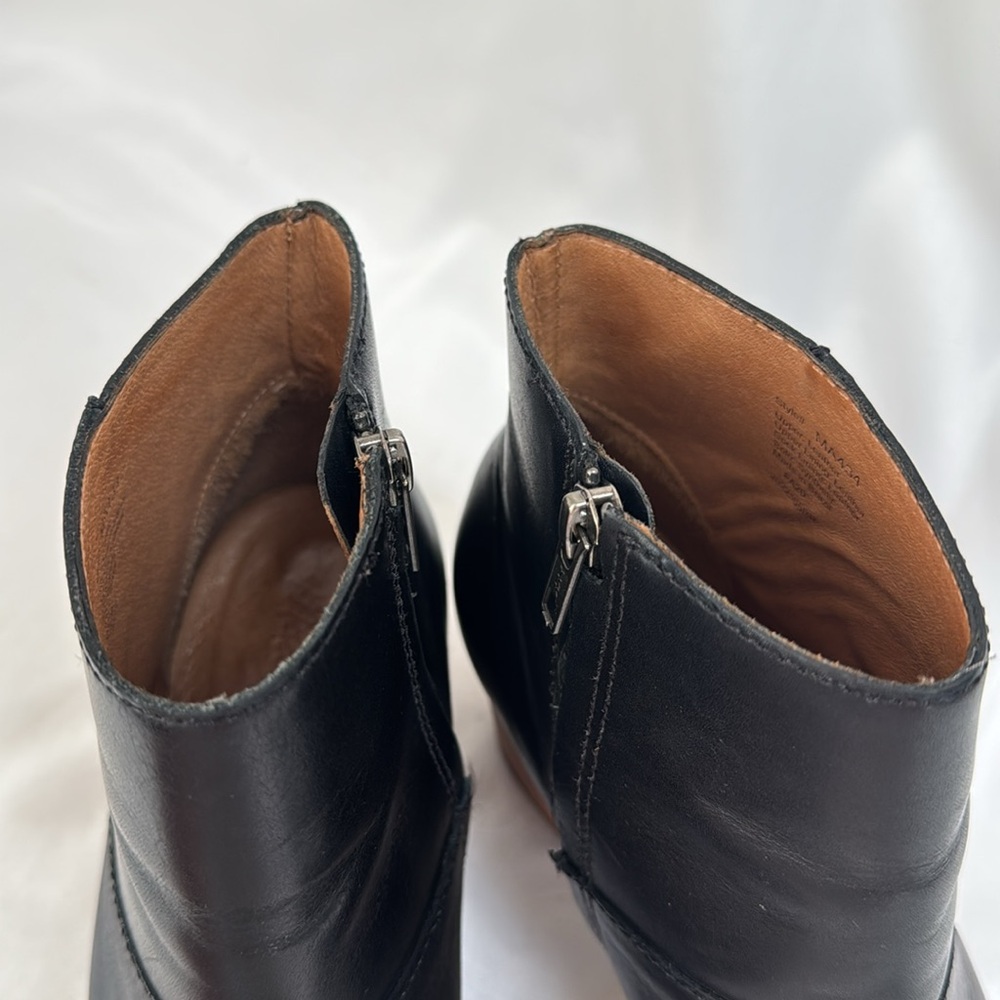 MADEWELL The Rosie Black Leather Ankle Boots Block Heels Size 9.5 EUC - Picture 9 of 10